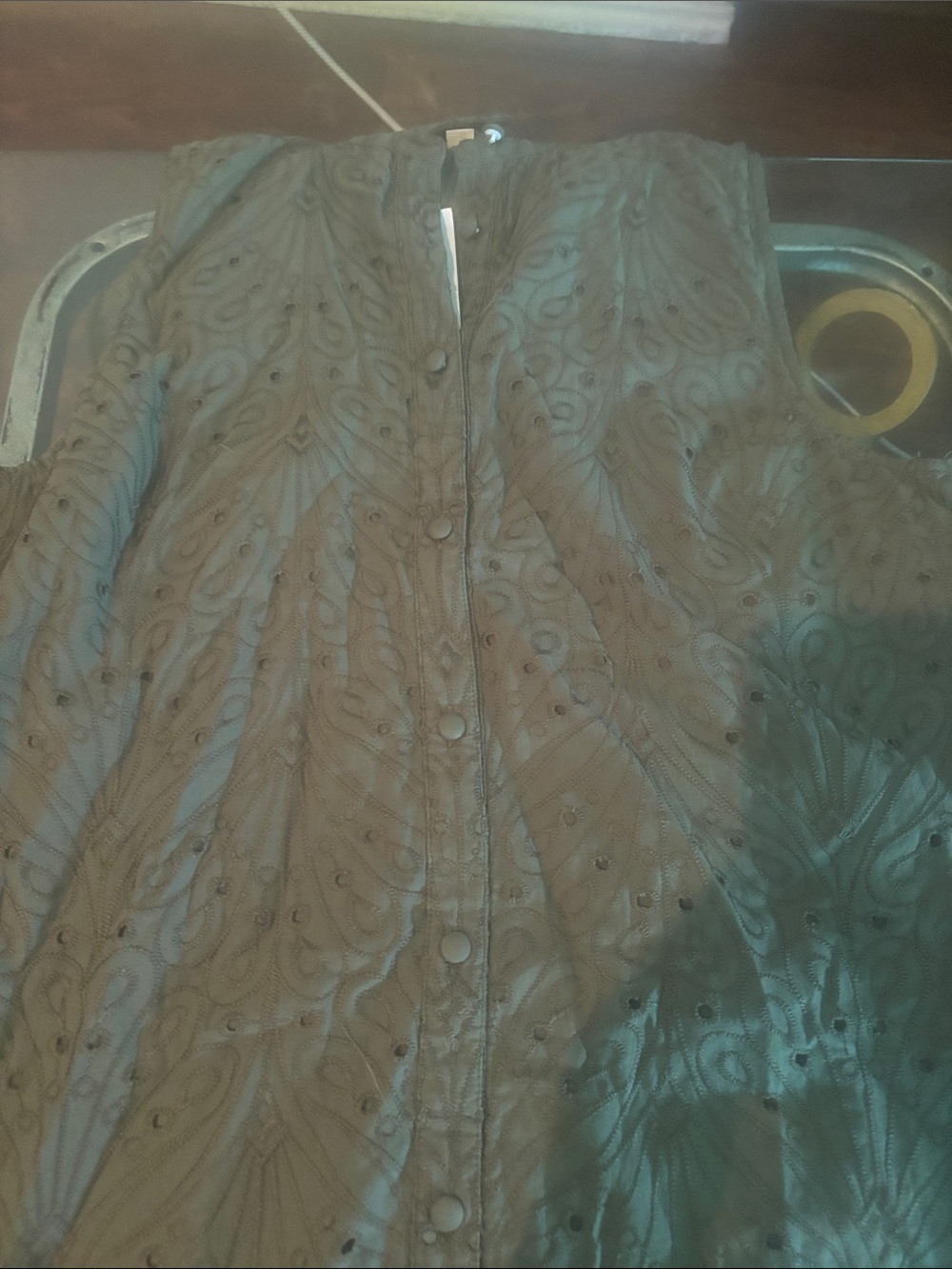 LOFT Quilted Sleeveless Button-Front Top in Dark  Green